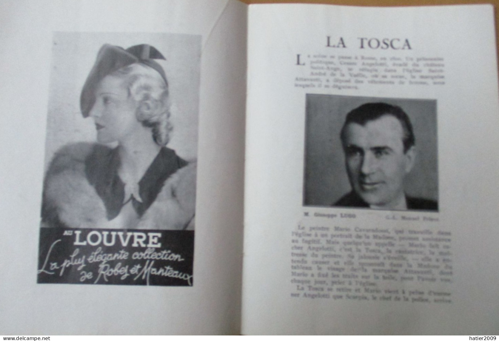 Programme THEATRE NATIONAL De L'Opera Comique "LA TOSCA" - 28 Novembre 1935 - Saison 1935 1936 - 32 Pages - Programme