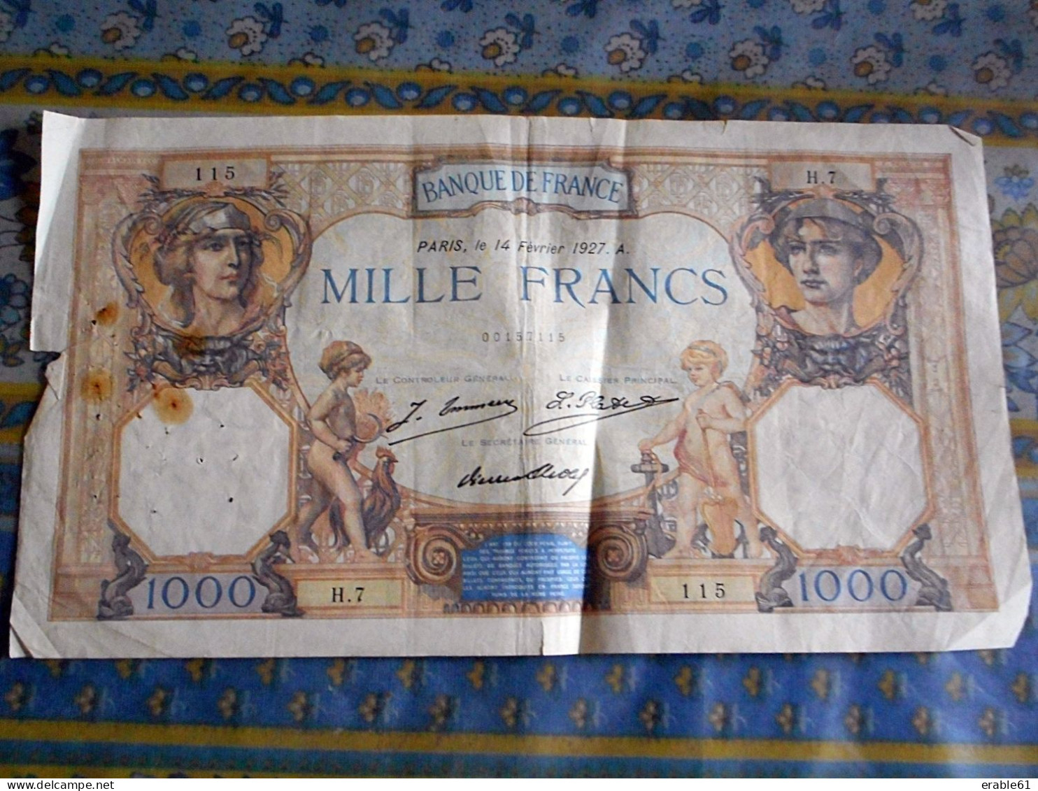 BILLET 1000 FRANCS TYPE CERES ET MERCURE Du 14 FEVRIER 1927 - H.7 115 - 1 000 F 1927-1940 ''Cérès Et Mercure''