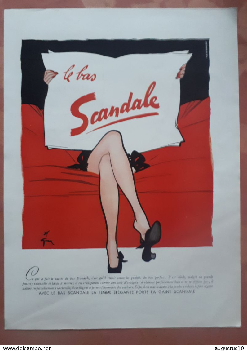 VINTAGE  Publiciteitblad CHOCOLAT MARQUISE De SÉVIGNÉ / Keerz.Le Bas Scandale 35/26cm / 1953 - Werbung