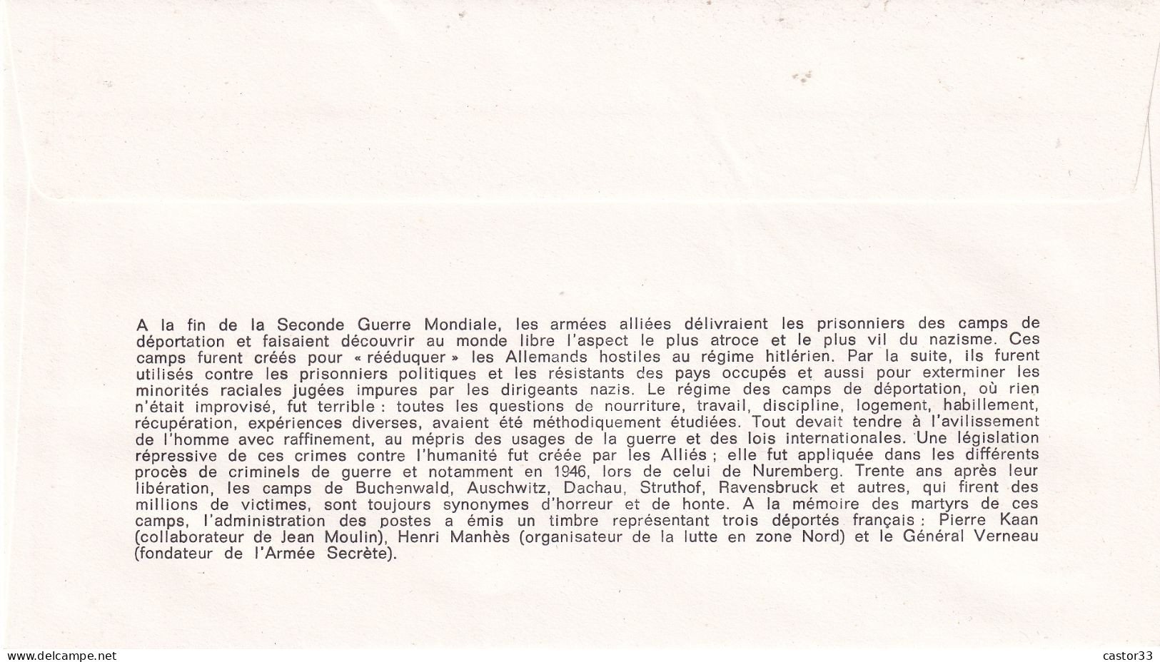 1er Jour, 30è Anniversaire De La Libération Des Camps De Concentration - 1970-1979