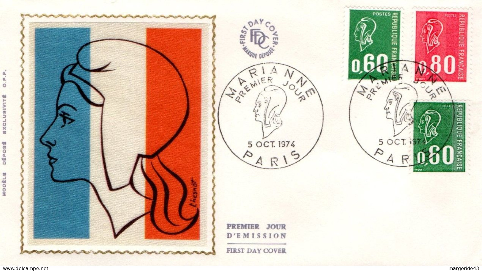 FDC 1974 MARIANNE DE BEQUET - 1970-1979