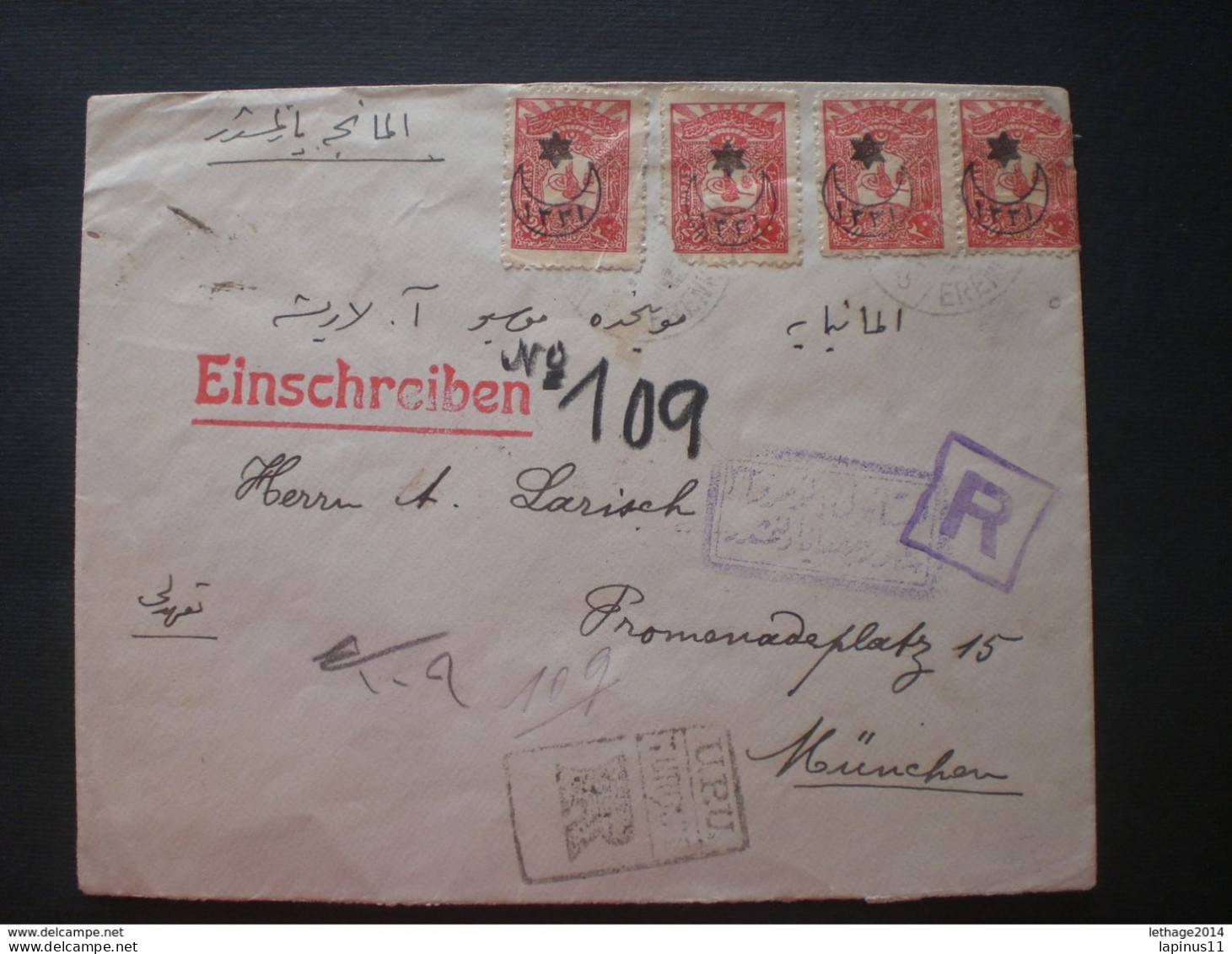 Türkiye تركيا Turkey TURQUIE OTTOMAN TURCHIA 1908 Registered Mail ISTAMBUL TO MUNCHEN GERMANY - Brieven En Documenten