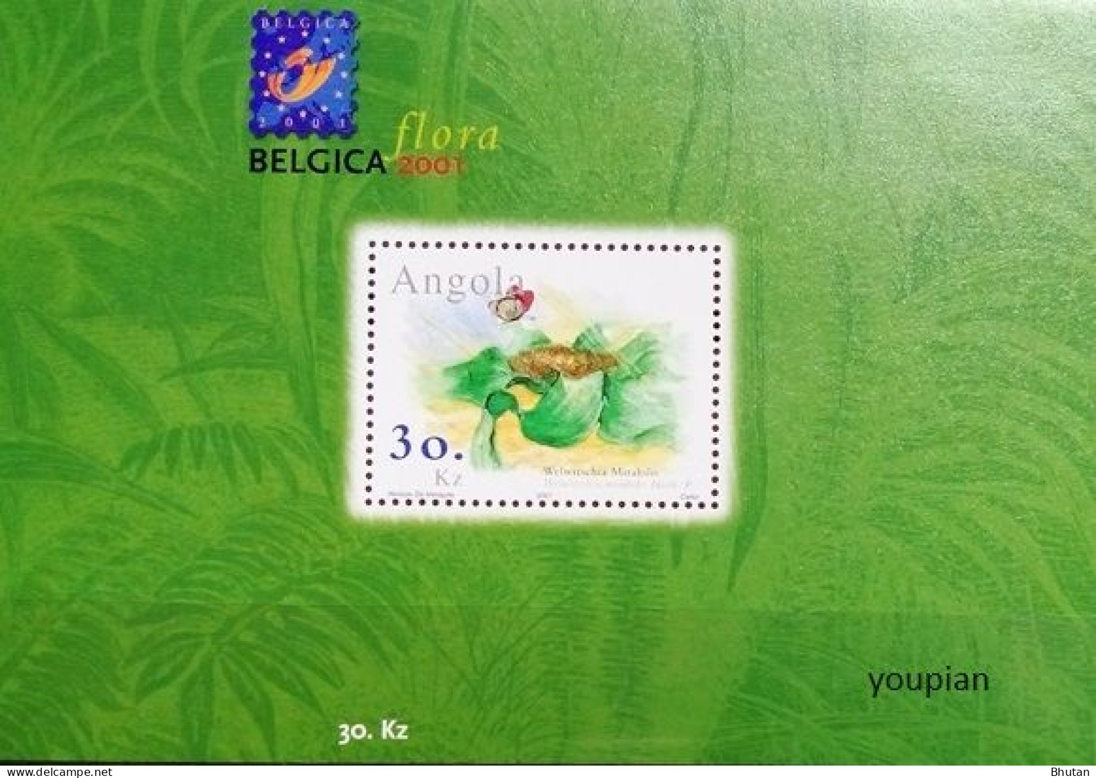 Angola 2001, International Stamps Exhibition BELGICA - Flowers, MNH S/S - Angola