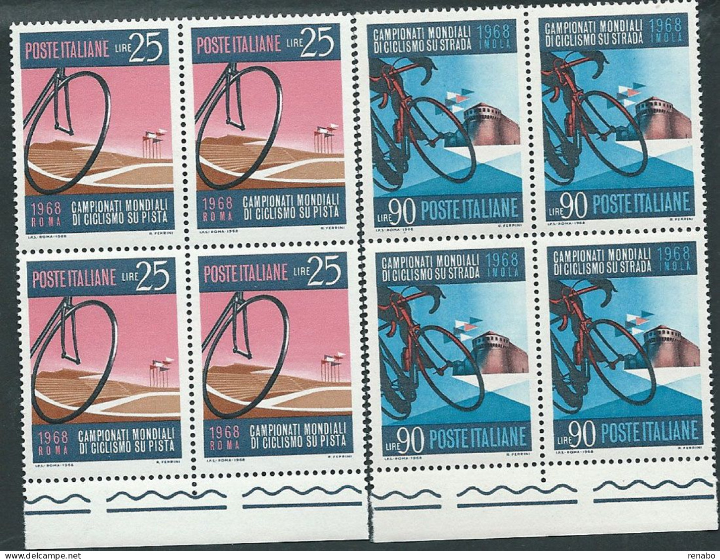 Italia, Italy, Italie, Italien 1968; Mondiali Di Ciclismo, Track Cycling World Championship. Serie Complete In Quartine. - Cyclisme