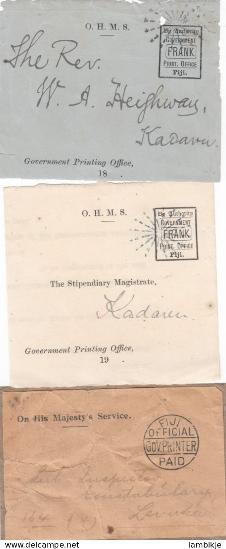 GB Fiji Islands 3 Documents Circa 1900 - Fiji (...-1970)