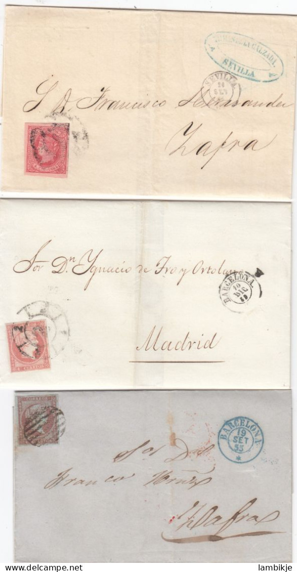 Spain 3 Covers Circa 1855 - Lettres & Documents