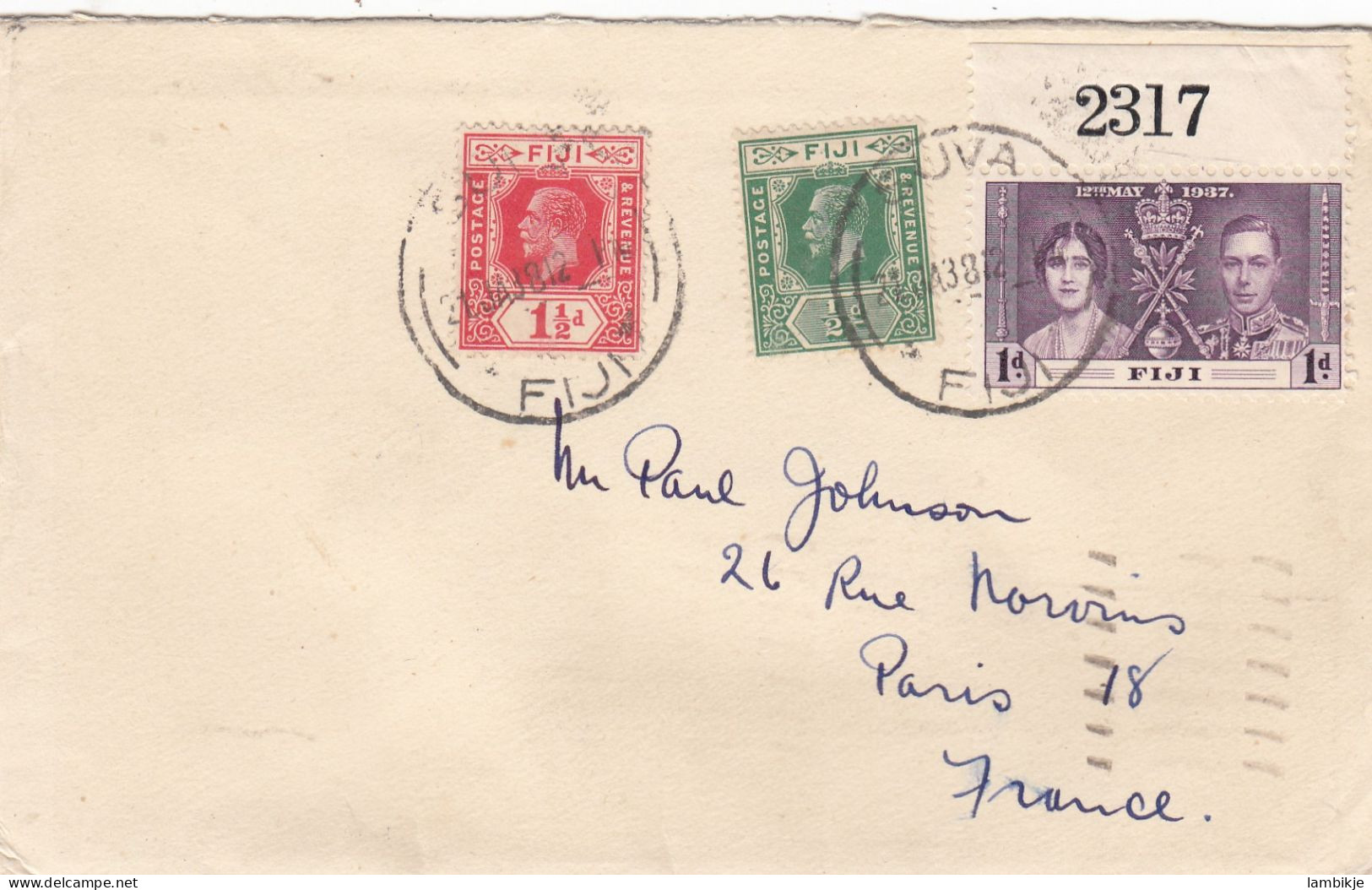 GB Fiji Islands Cover 1938 - Fidji (...-1970)