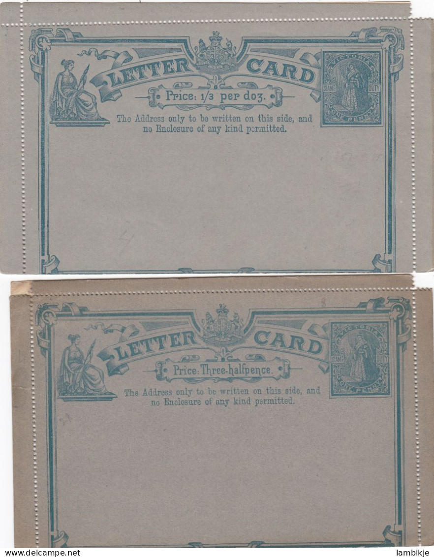 Australia Victoria 2 Lettercards Cirva 1890 - Lettres & Documents