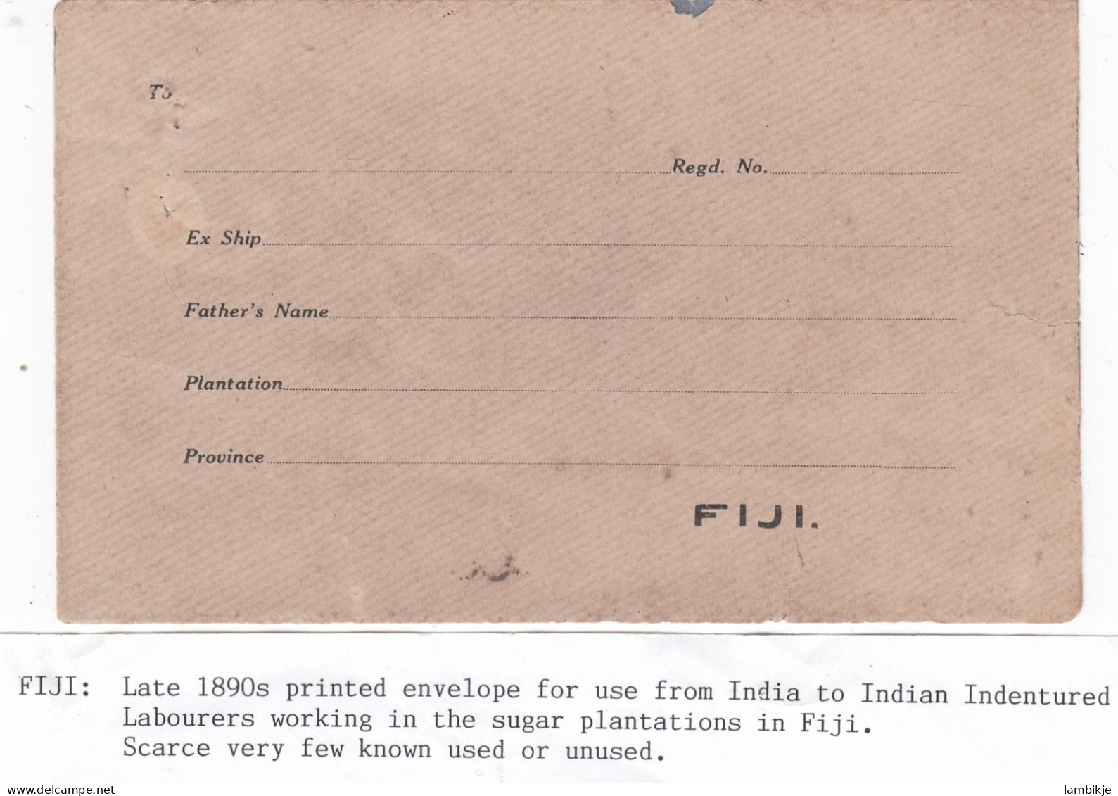 GB Fiji Islands Enveloppe Circa 1890 - Fidji (...-1970)