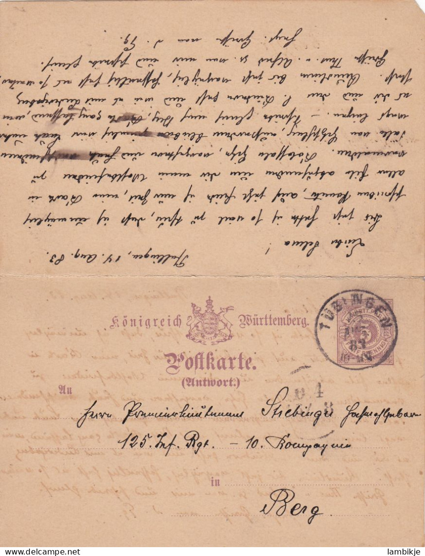 AD Wurttemberg Postkarte 1883 - Other & Unclassified