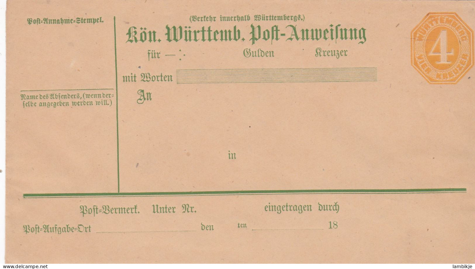 AD Wurttemberg Postanweisung AU 5 - Andere & Zonder Classificatie