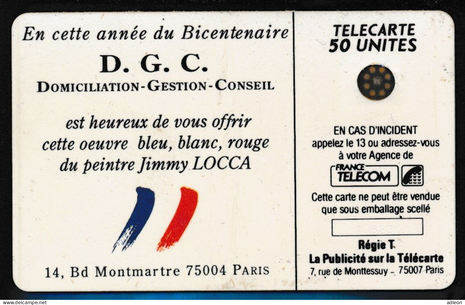 Télécartes France - Privées N° Phonecote D176 - D.G.C. Oeuvre De Jimmy Locca - Ad Uso Privato