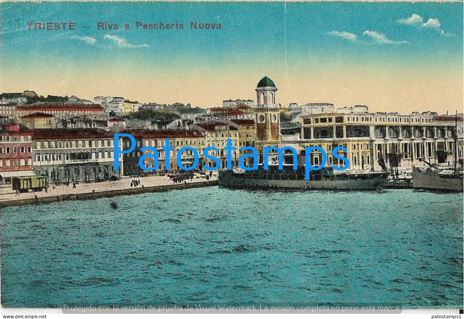 229210 ITALY TRIESTE RIVA AND FISH MERCHANDISE VIEW PARTIAL POSTAL POSTCARD - Other & Unclassified