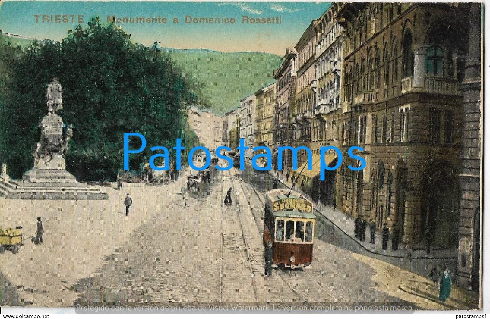 229212 ITALY TRIESTE MONUMENT TO DOMENICO ROSSETTI TRAMWAY POSTAL POSTCARD - Other & Unclassified