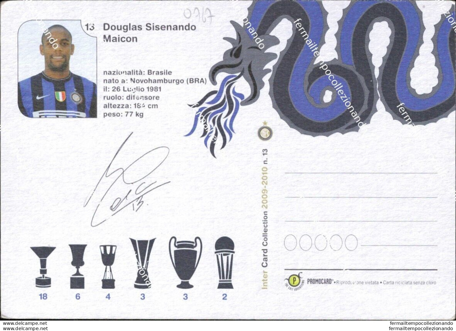 O767 Cartolina   Postcard  Ufficiale  Inter Maicon Douglas - Fussball