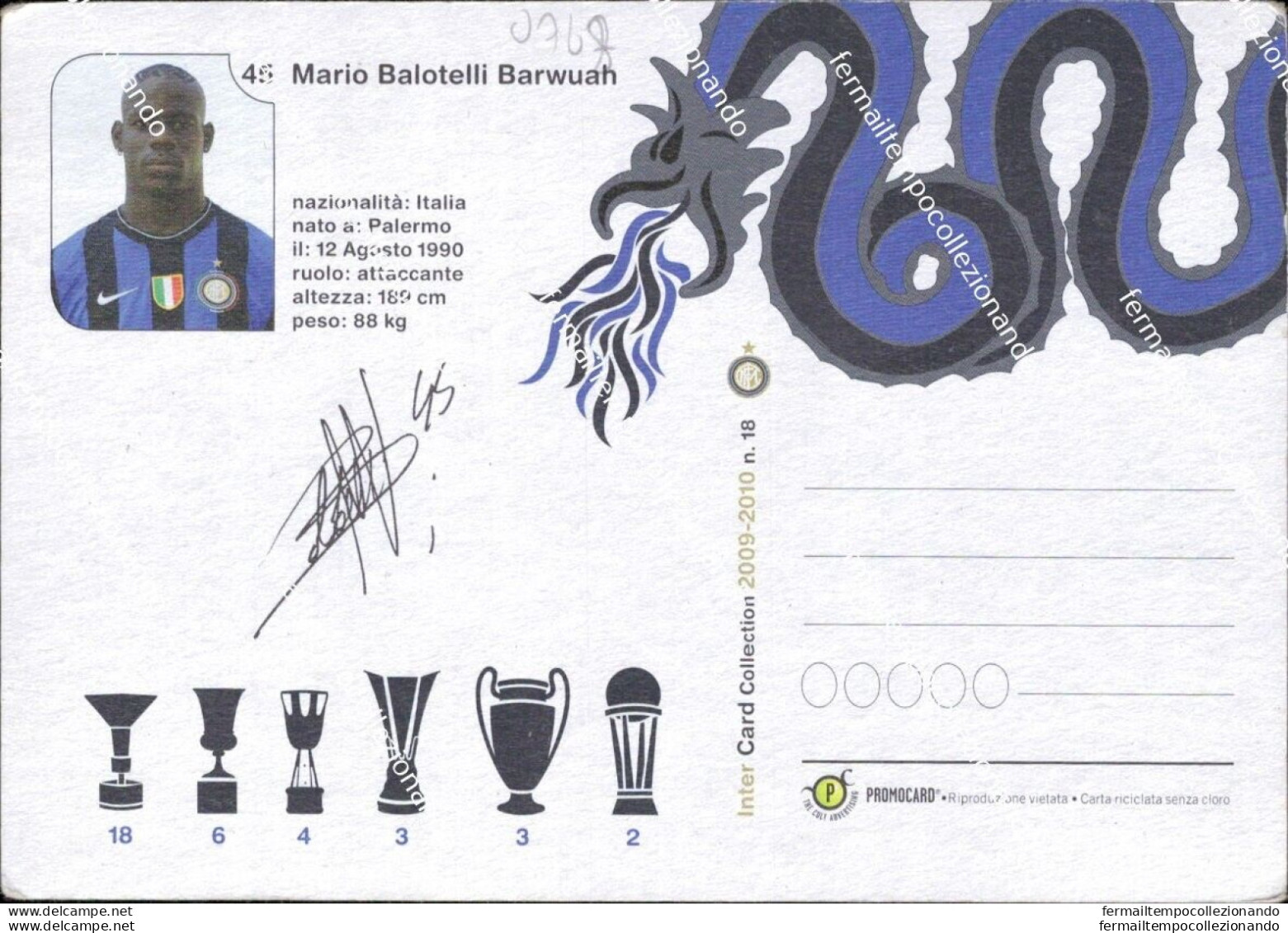 O768 Cartolina   Postcard  Ufficiale  Inter Mario Balotelli - Fussball