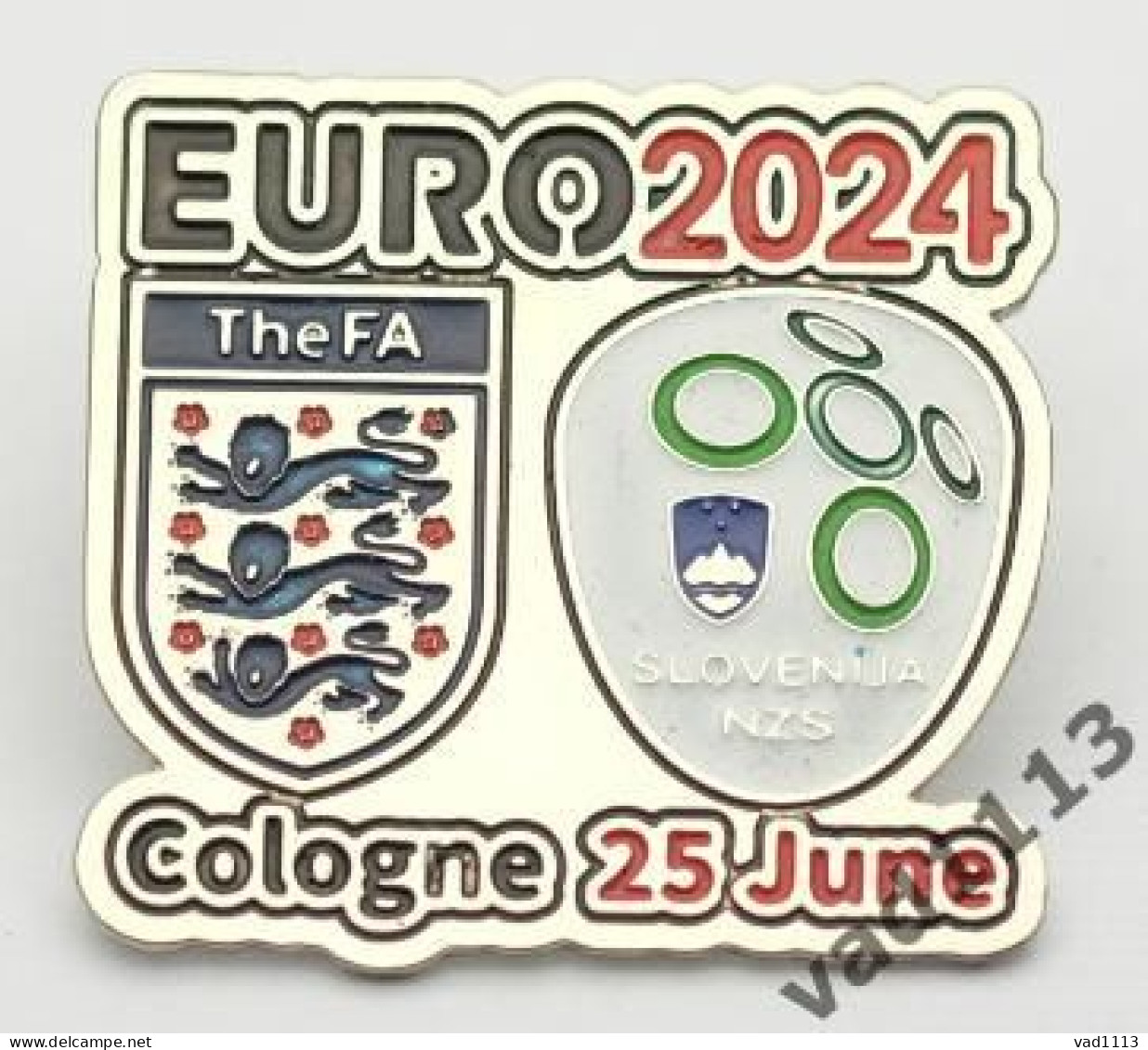 Metal Pin Badge Football Germany EURO 2024 England - Slovenia - Calcio