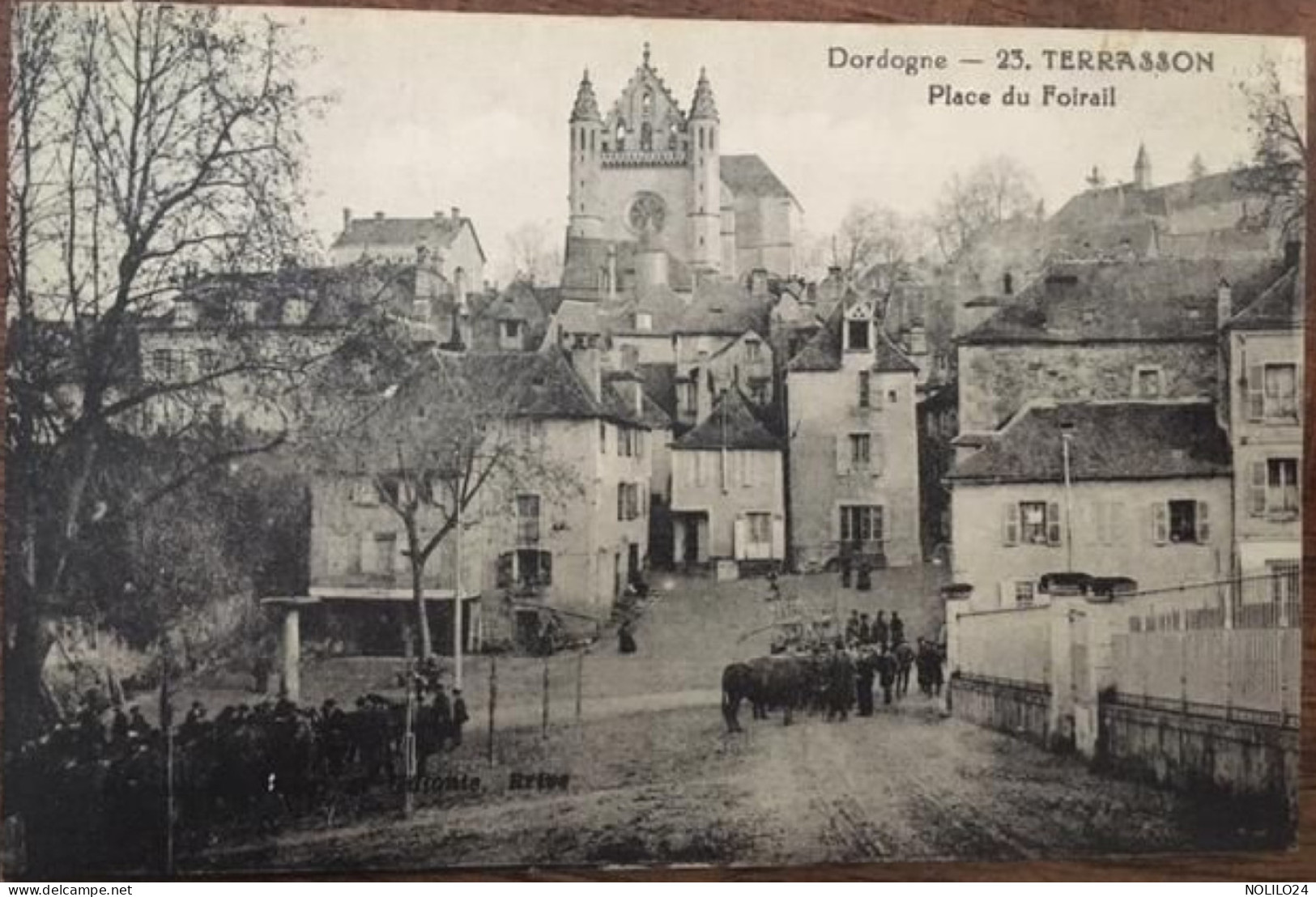 CPA 24 Dordogne, TERRASSON, Place Du Foirail, Animée, Maquignons, Boeufs, éd Bessot Et Guionie, écrite - Terrasson-la-Villedieu