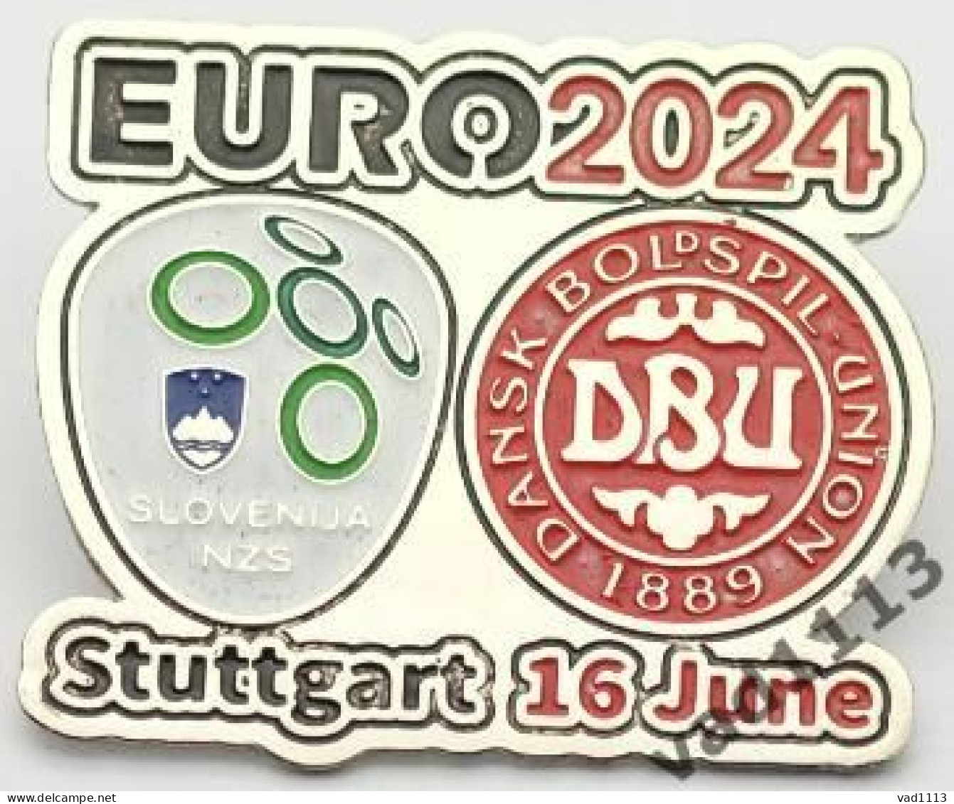 Metal Pin Badge Football Germany EURO 2024 Slovenia - Denmark - Fussball