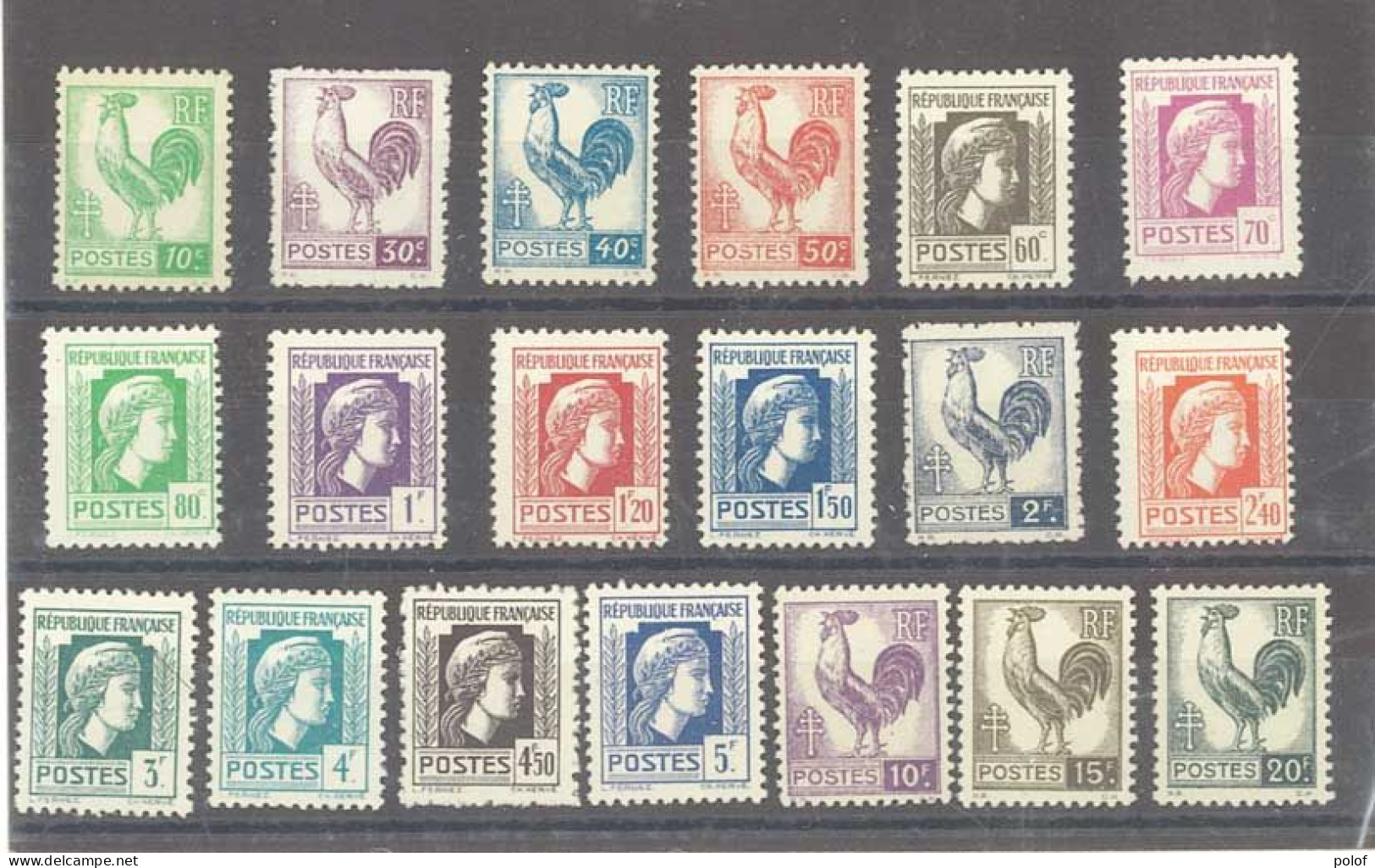 Yvert 630 à 648  -Type Arc De Triomphe - Série De 19 Timbres Neufs Sans Traces De Charnières - 1944 Marianne Van Algerije