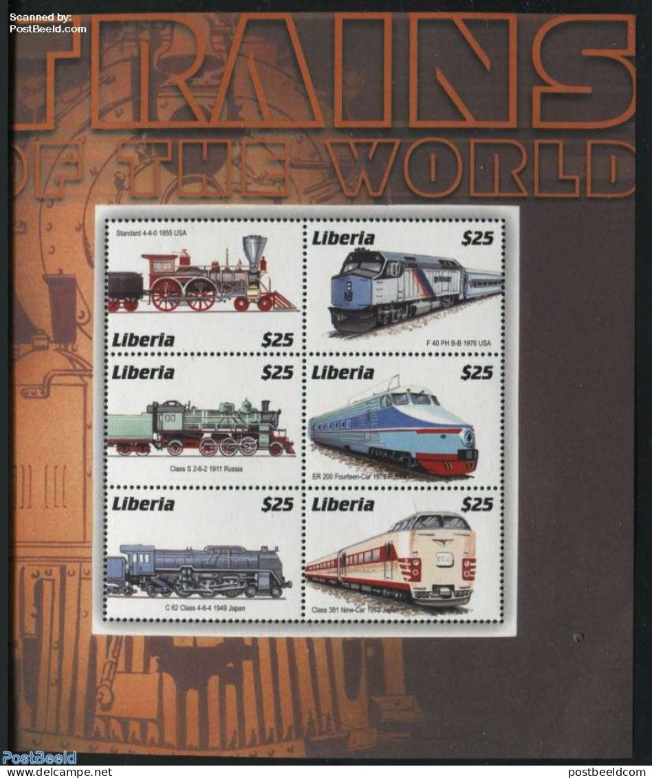 Liberia 2001 Locomotives 6v M/s, Standard 4-4-0, Mint NH, Transport - Railways - Trains