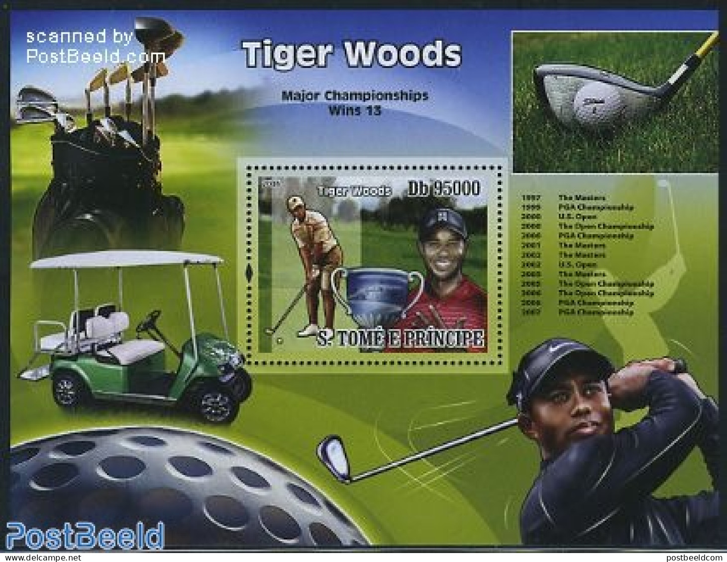 Sao Tome/Principe 2008 Golf, Tiger Woods S/s, Mint NH, Sport - Golf - Sport (other And Mixed) - Golf