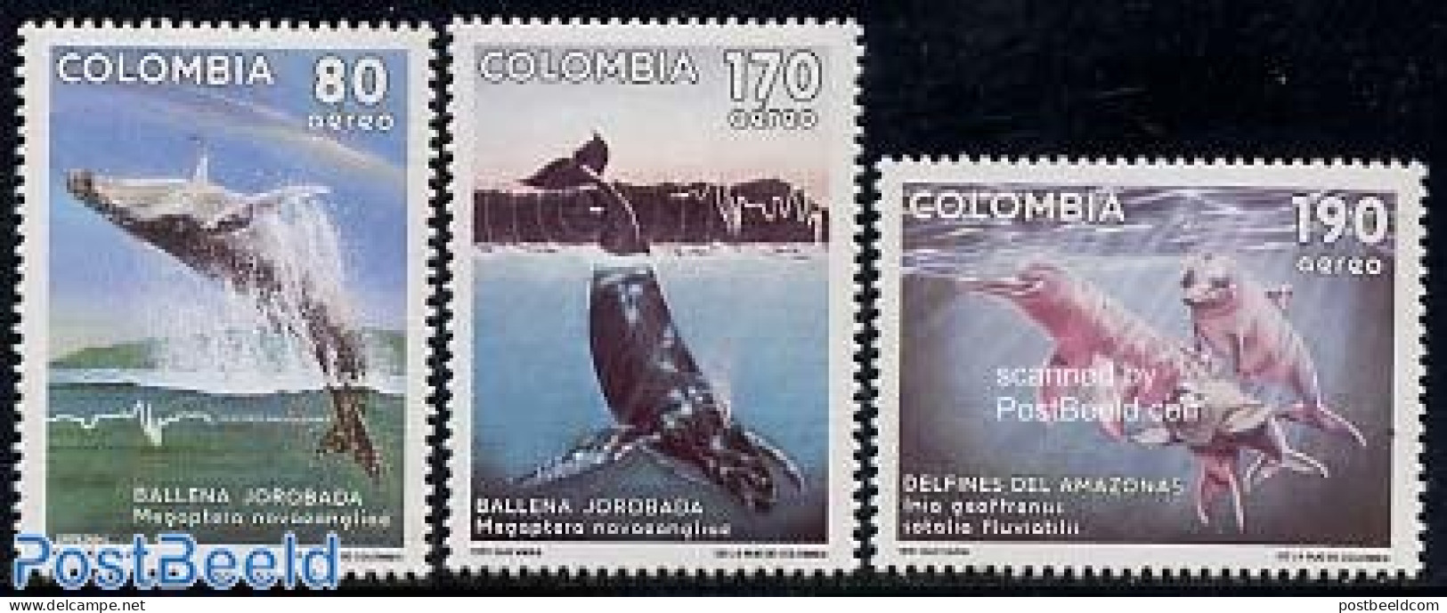 Colombia 1991 Sea Mammals 3v, Mint NH, Nature - Sea Mammals - Colombie