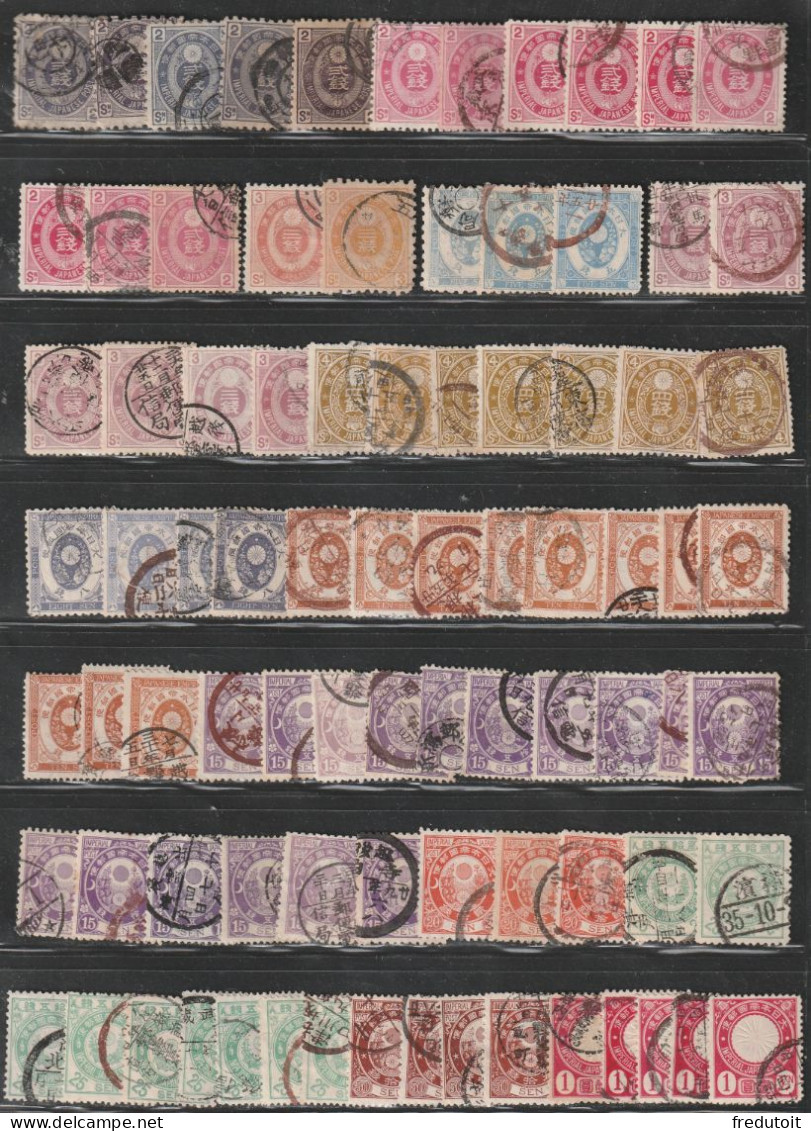 JAPON - LOT De 155 Timbres Oblitérés Pour études (1875-92) - Used Stamps