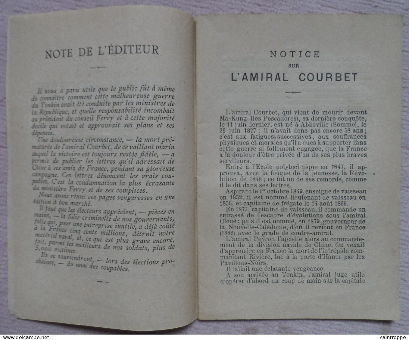 Lettres De L'Amiral Courbet.1885.Fascicule De 31 Pages. - Documents Historiques