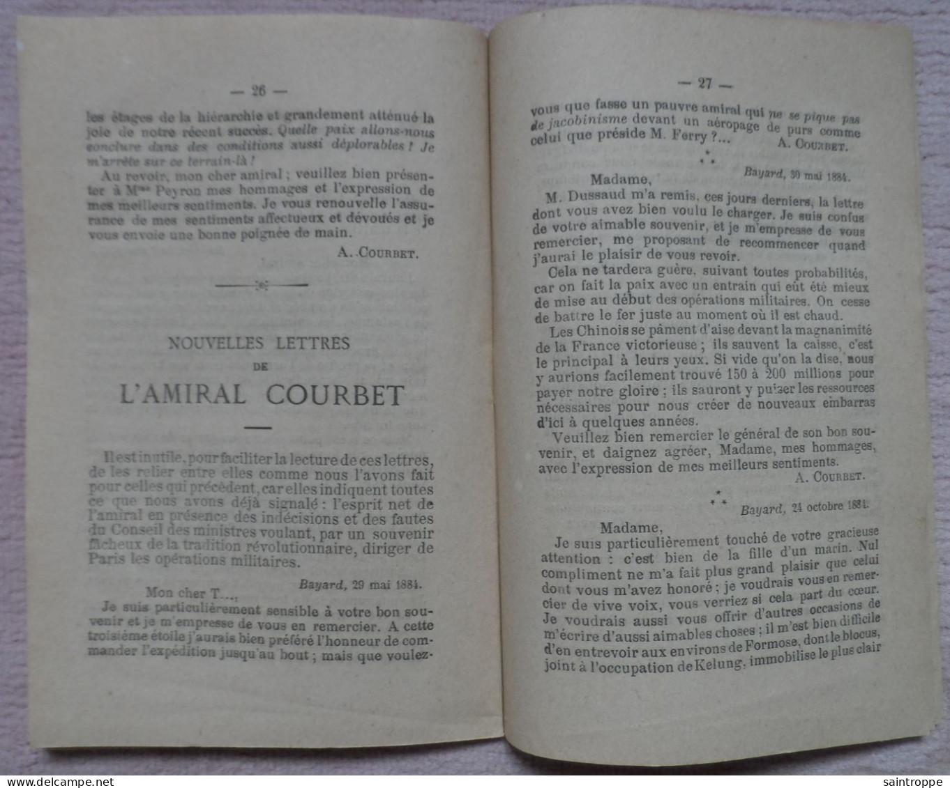 Lettres De L'Amiral Courbet.1885.Fascicule De 31 Pages. - Documents Historiques