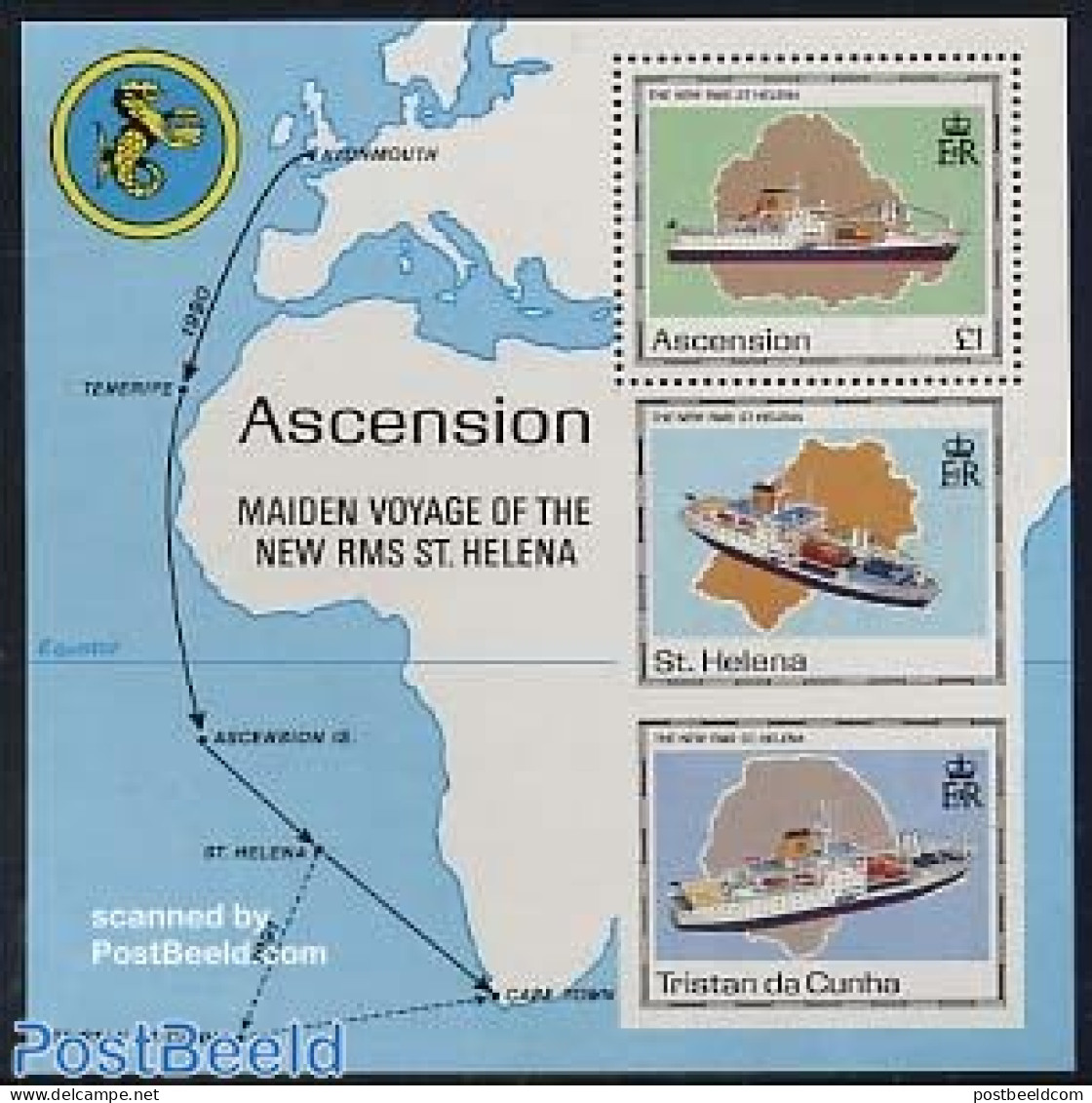 Ascension 1990 RMS St. Helena II S/s, Mint NH, Transport - Various - Ships And Boats - Maps - Barcos