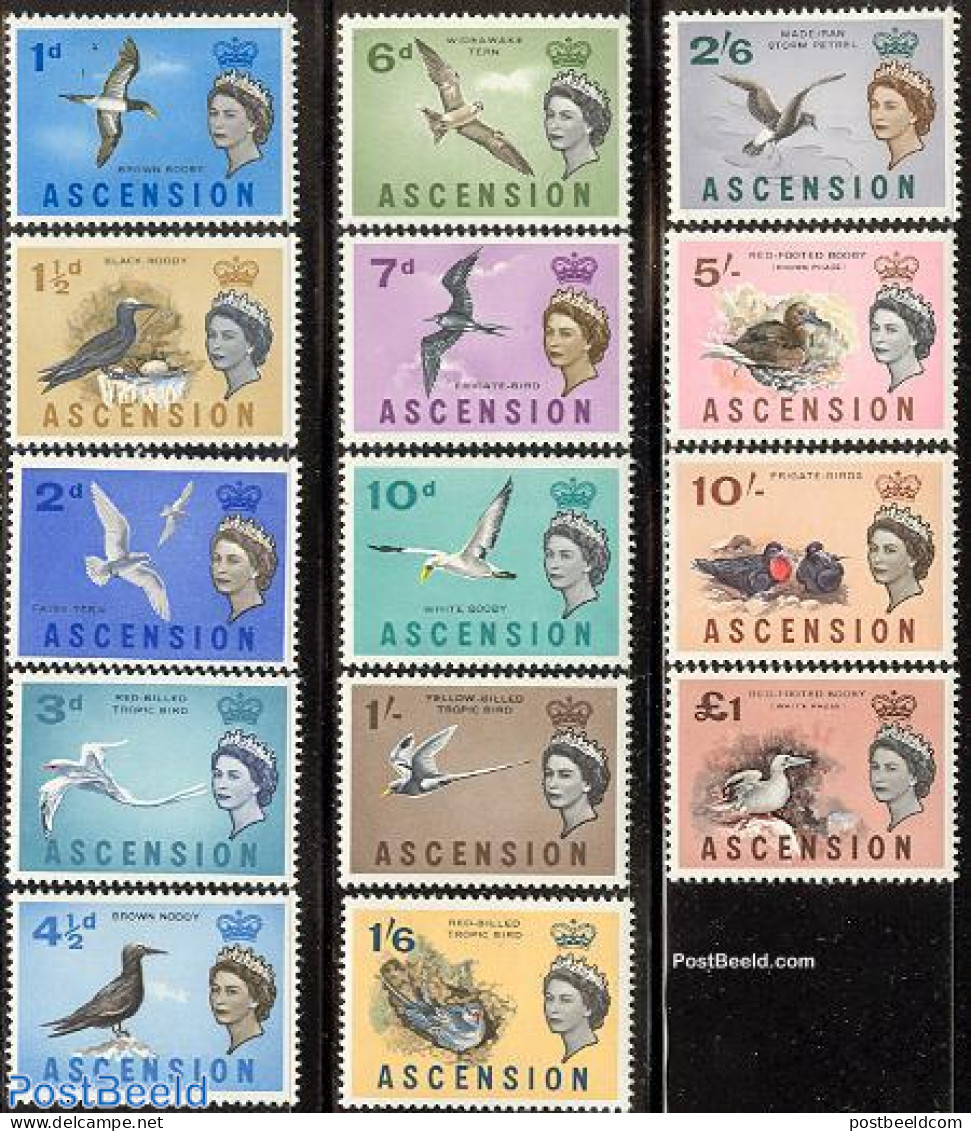 Ascension 1963 Definitives, Birds 14v, Mint NH, Nature - Birds - Ascension (Ile De L')