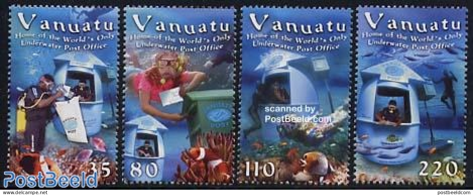 Vanuatu 2004 Underwater Post Office 4v, Mint NH, Nature - Sport - Fish - Diving - Post - Vissen