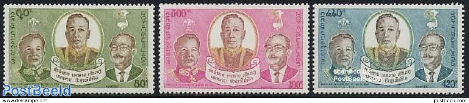 Laos 1975 Peace Treaty 3v, Mint NH - Laos