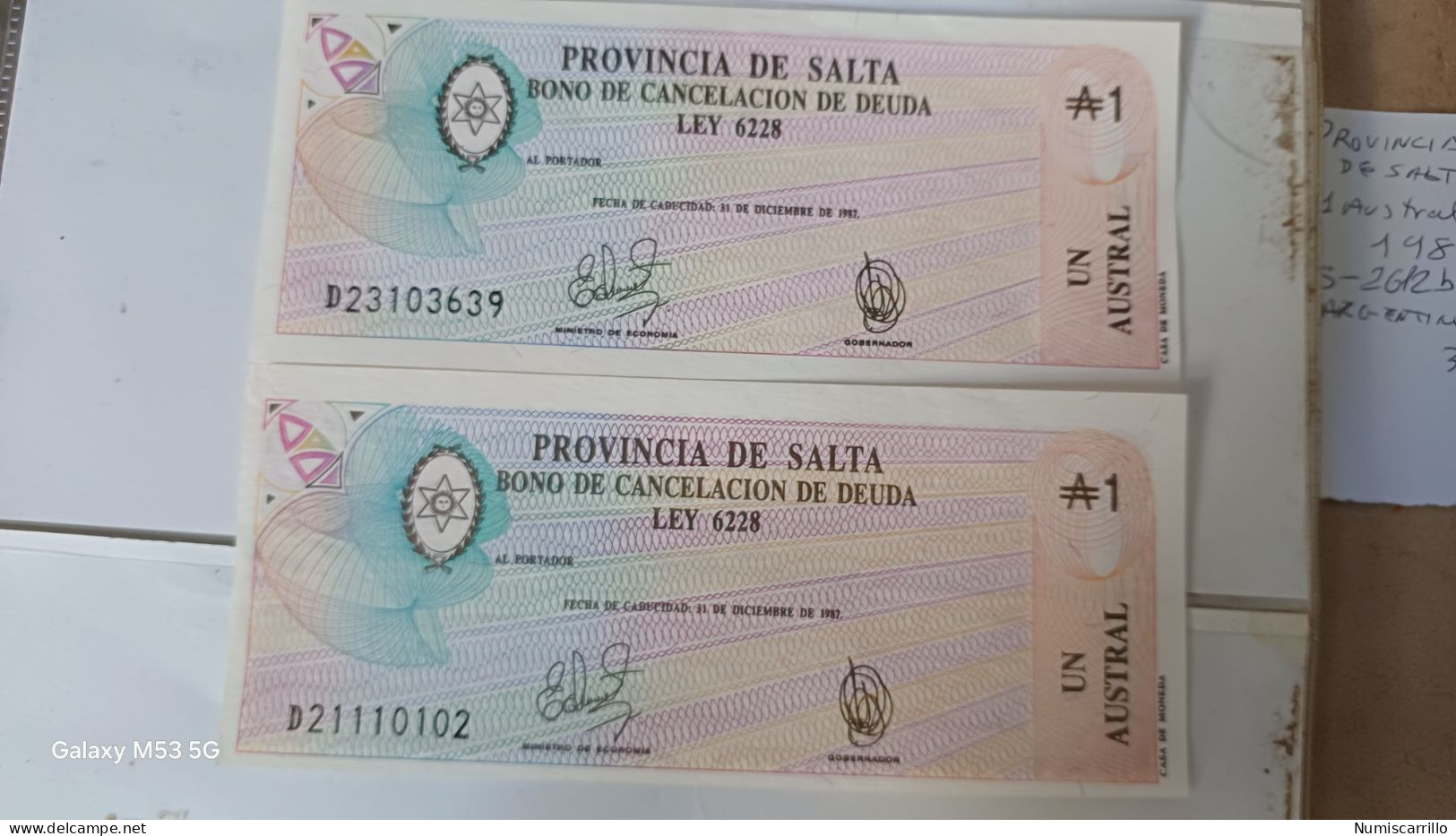 Bono Cancelación Deuda Provincia Salta 1987 - Argentine