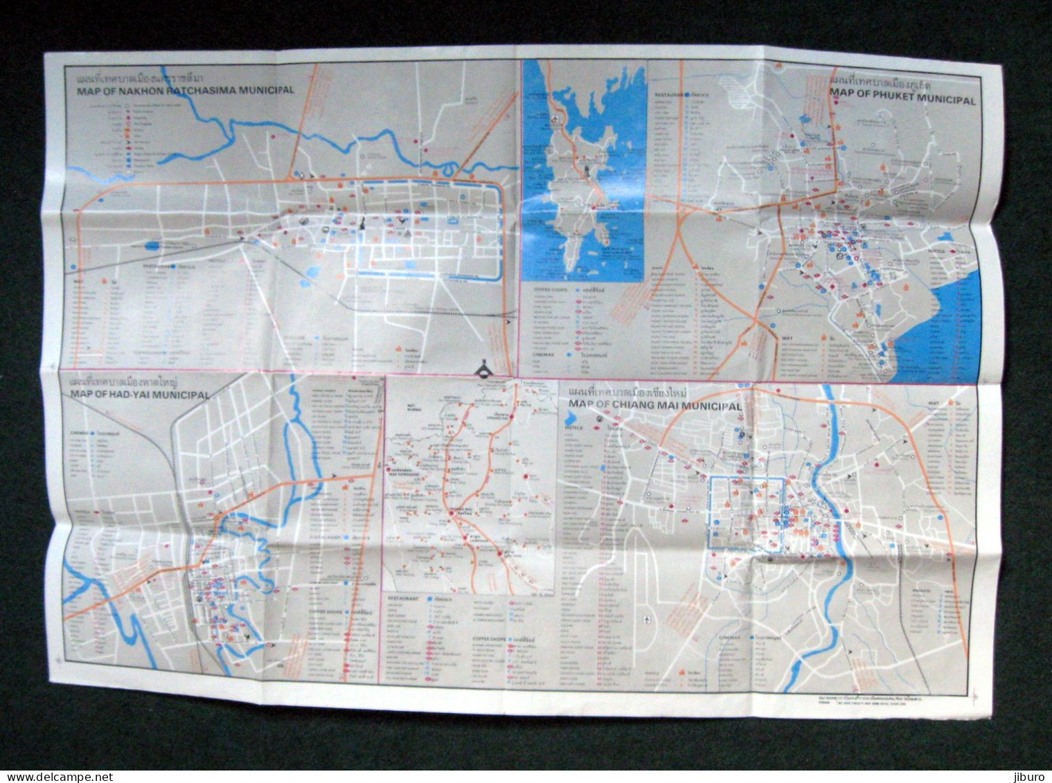 Carte Routière Des Années 1980' Thaïlande Roads Railway Map Thailand Format 78 X 54 Cm Carte Géographique - Wegenkaarten