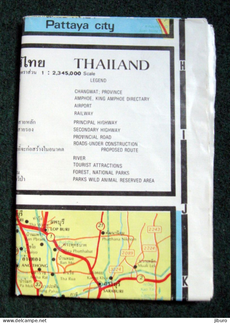 Carte Routière Des Années 1980' Thaïlande Roads Railway Map Thailand Format 78 X 54 Cm Carte Géographique - Cartes Routières