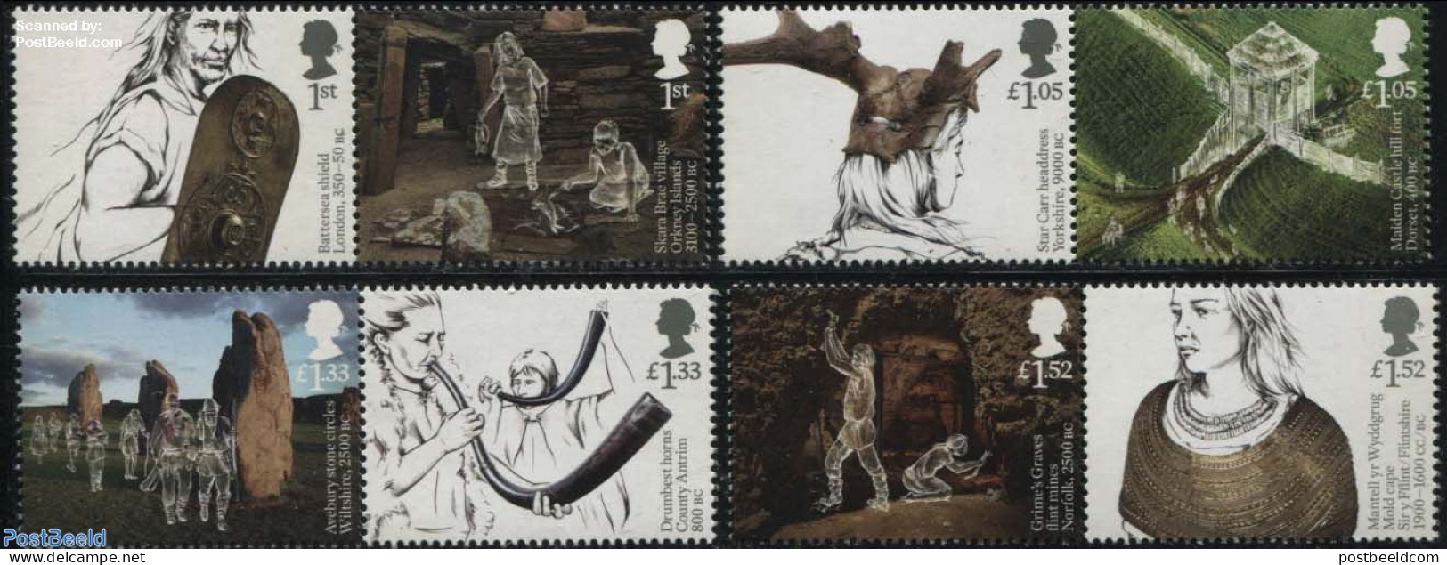 Great Britain 2017 Ancient Britain 8v (4x[:]), Mint NH, History - Performance Art - Science - Various - Archaeology - .. - Unused Stamps