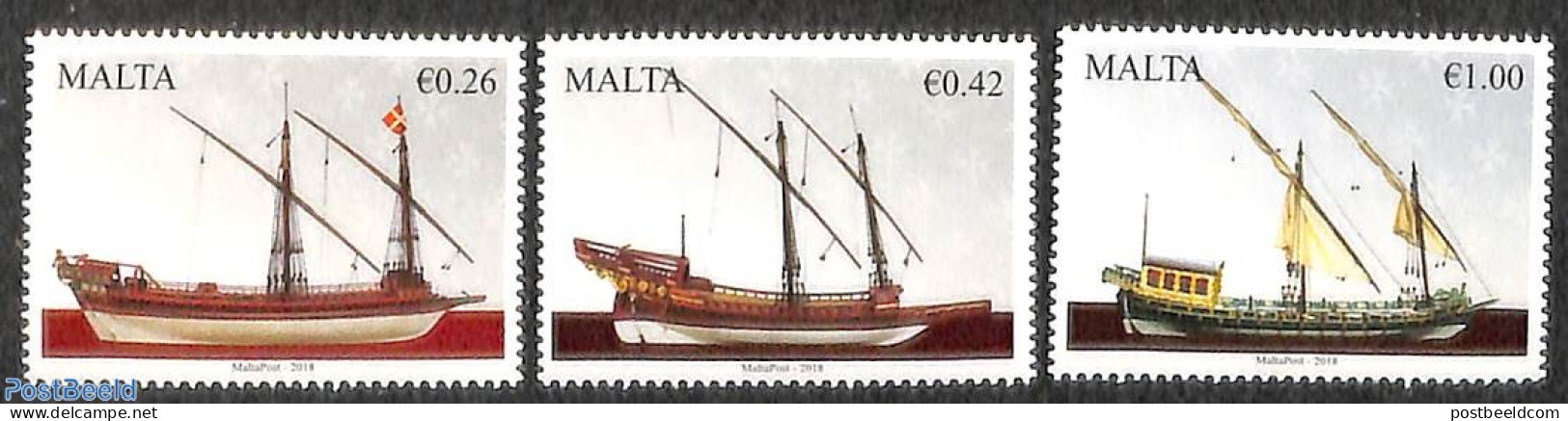 Malta 2018 Ships 3v, Mint NH, Transport - Ships And Boats - Barche