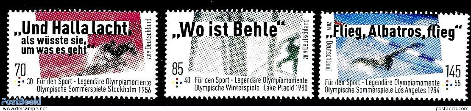 Germany, Federal Republic 2019 Legendary Olympic Moments 3v, Mint NH, Nature - Sport - Horses - Olympic Games - Skiing.. - Ungebraucht