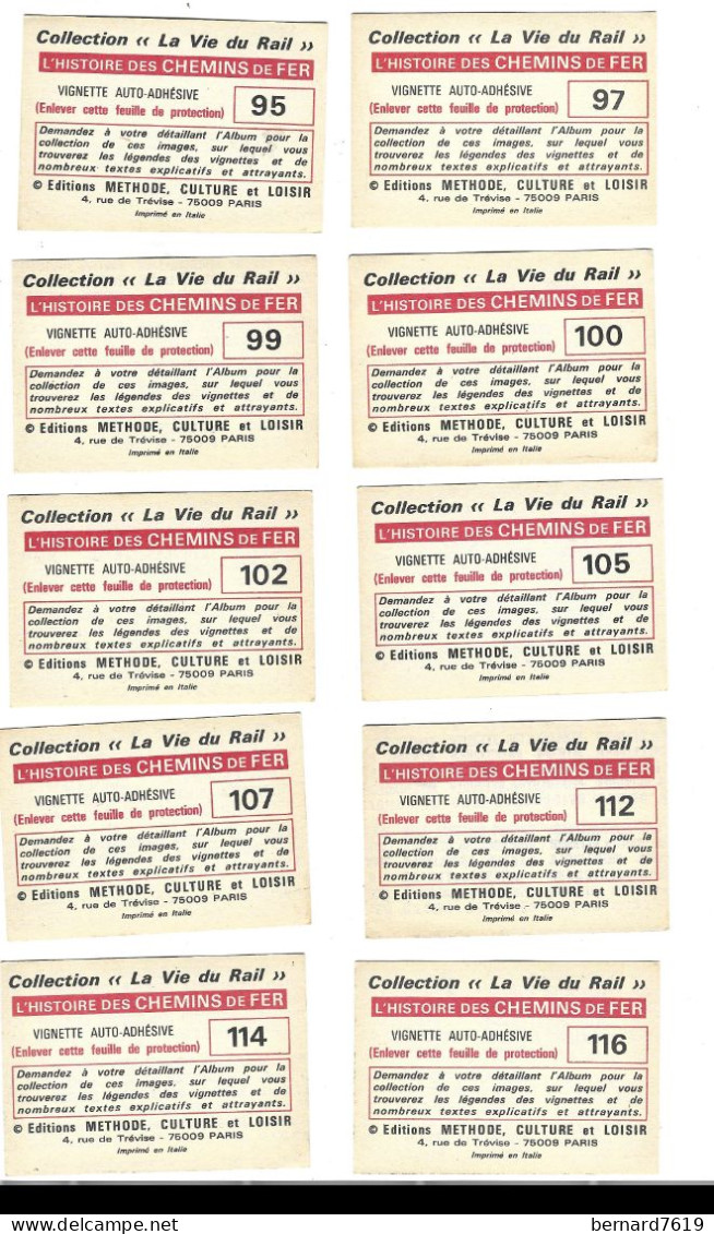 Image Vignette Adhesive - Collection La Vie Du Rail -l'histoire Des Chemins De Fer -95-97-99-100-102-105-107-112+114-116 - Autres & Non Classés