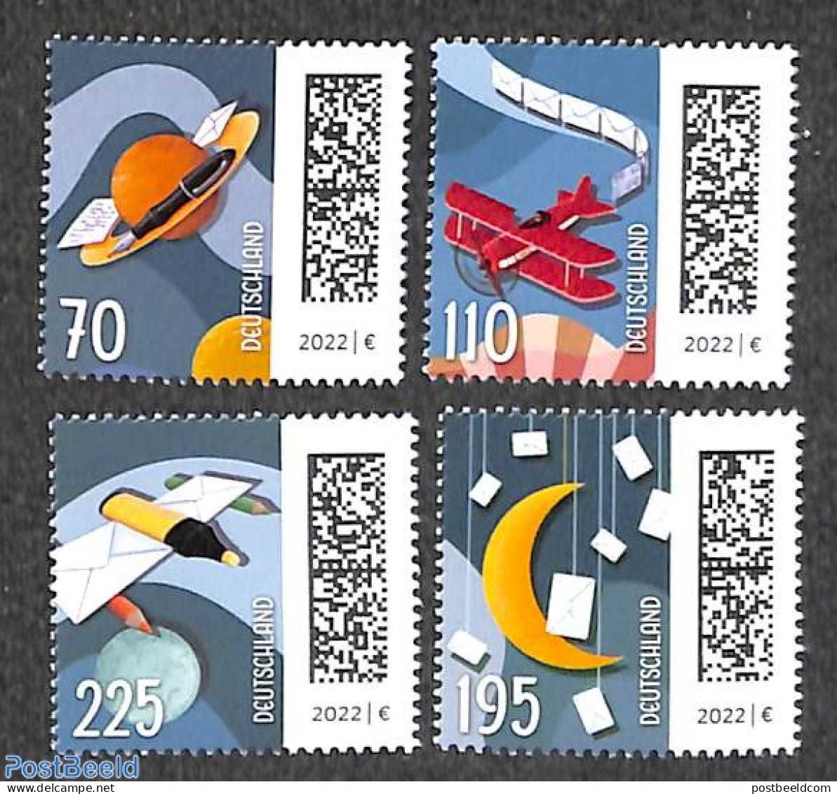 Germany, Federal Republic 2022 Definitives 4v, Mint NH, Transport - Post - Aircraft & Aviation - Unused Stamps