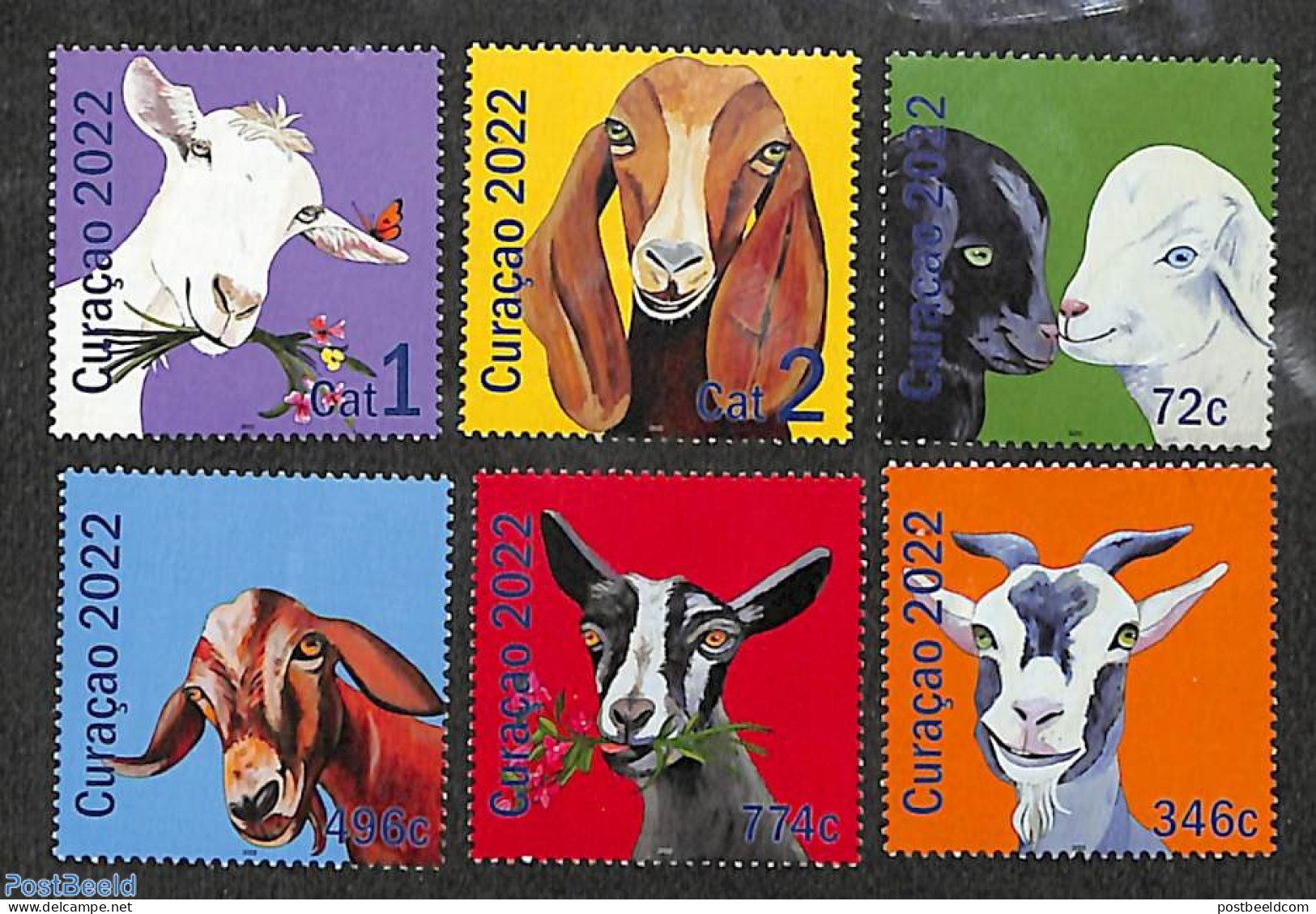 Curaçao 2022 Goats 6v, Mint NH, Nature - Cattle - Curaçao, Nederlandse Antillen, Aruba