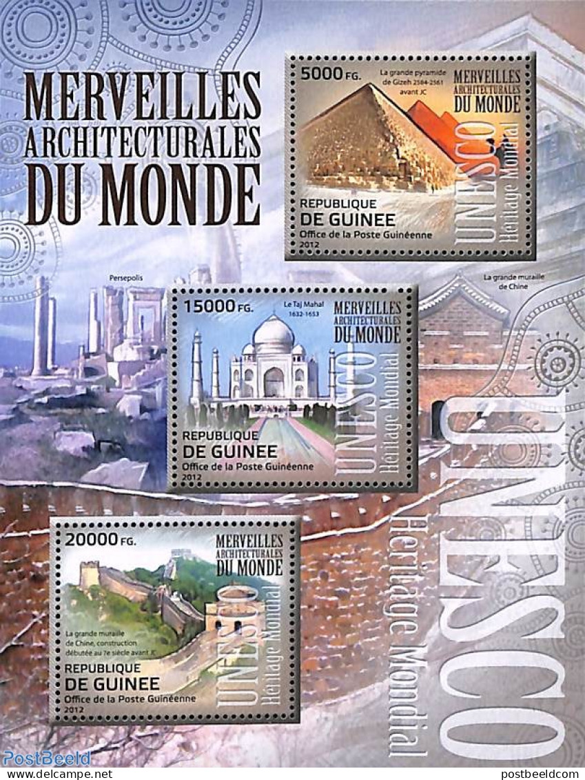 Guinea, Republic 2012 World Heritage 3v M/s, Mint NH, History - World Heritage - Autres & Non Classés