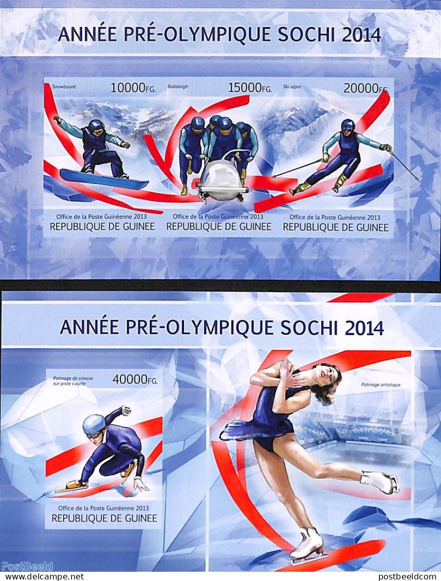 Guinea, Republic 2013 Olympic Winter Games 2 S/s, Imperforated, Mint NH, Sport - (Bob) Sleigh Sports - Olympic Winter .. - Hiver