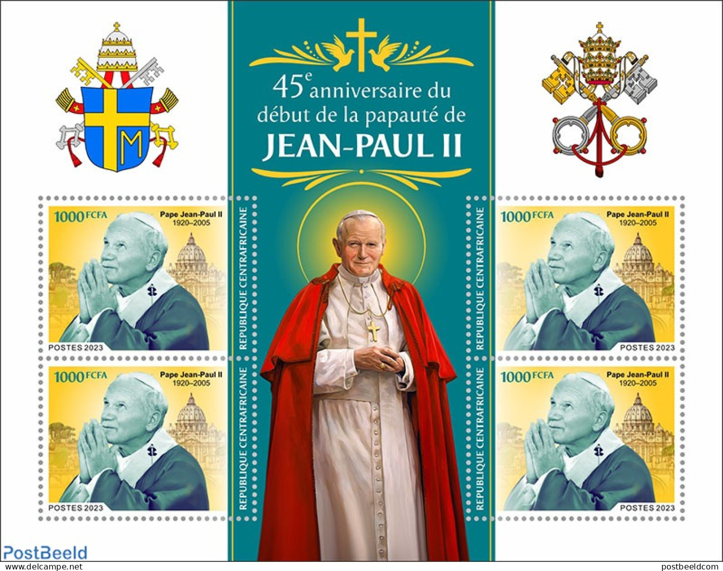 Central Africa 2023 Pope John Paul II, Mint NH, Religion - Pope - Papes