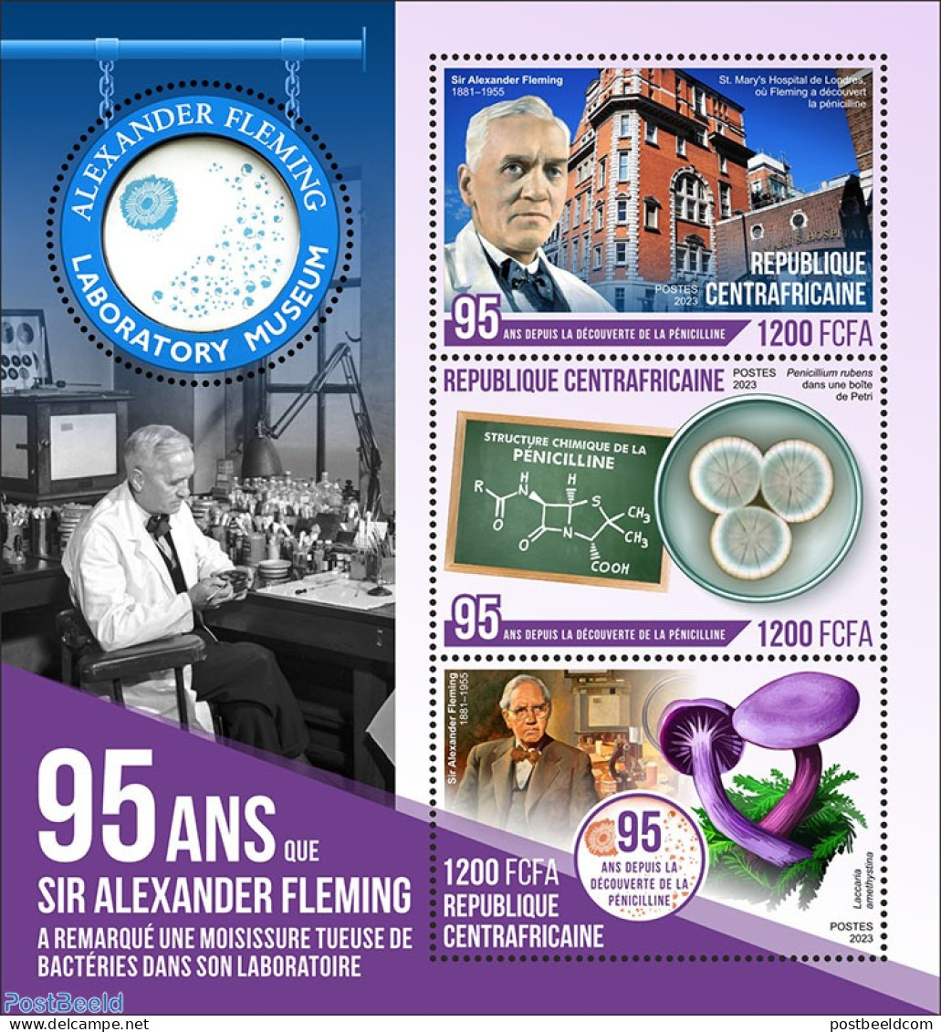 Central Africa 2023 Alexander Fleming, Mint NH, Health - Nature - Science - Mushrooms - Pilze