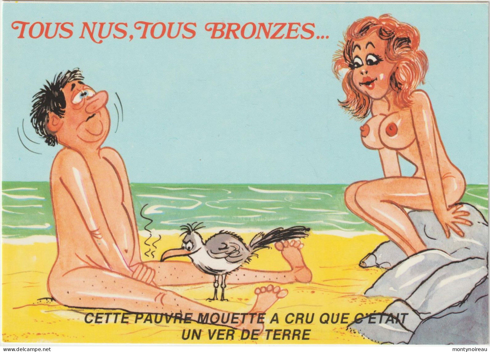 Humour :  Illustrateur  , Tous Nus , Tous  Bronzés ! Oiseau , Sein Nue - Humor