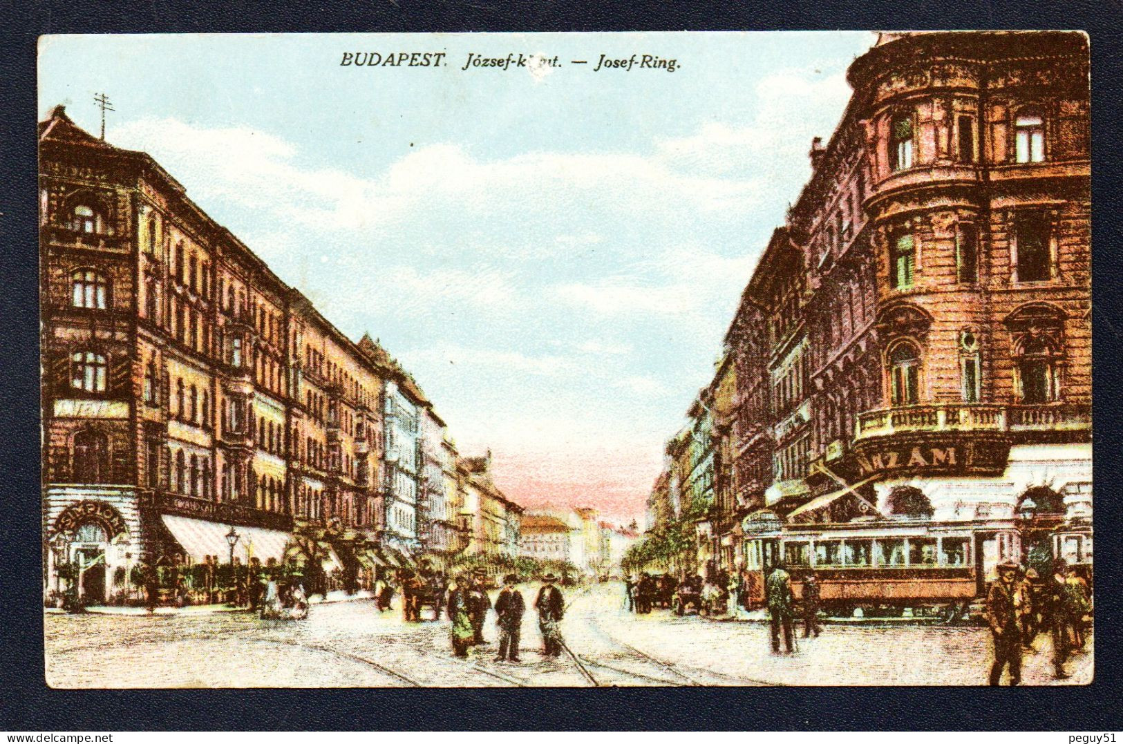 Hongrie. Budapest.  8ème Arrondissement, Jozsef Körut. Passants, Tramway. Feldpost Camouflé Mars 1918 - Hongrie