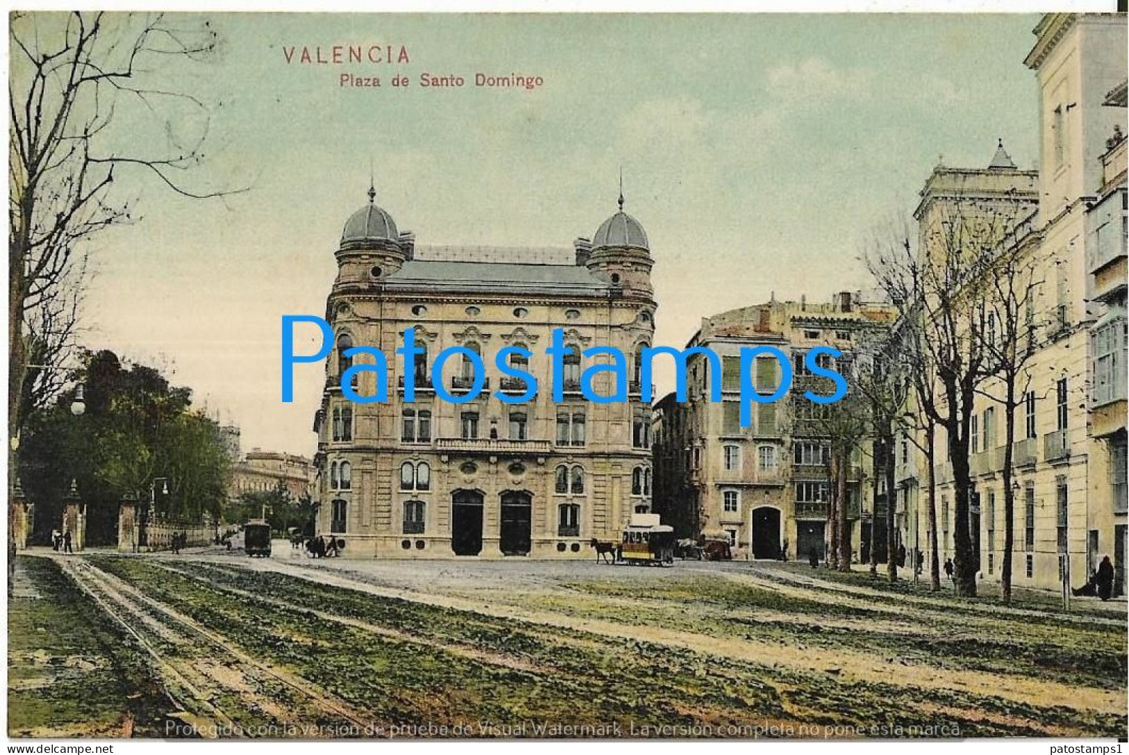 229235 SPAIN ESPAÑA VALENCIA PLAZA DE SANTO DOMINGO & TRAMWAY POSTAL POSTCARD - Other & Unclassified